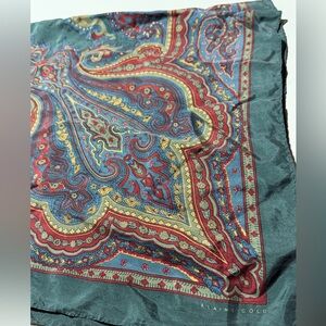 Elaine Gold Teal Scarf 100% silk